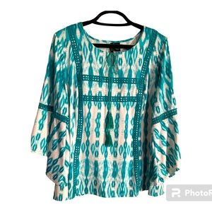 BOHO New Directions Women’s Relax Fit Green and White Top. 3X Slightly Used